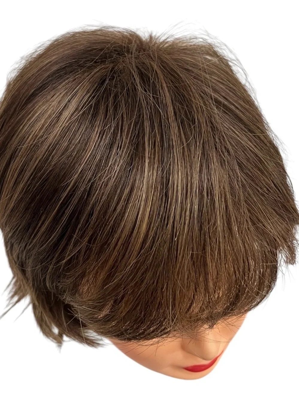 Dark Brown to Highlight Mix Short Layered Wig